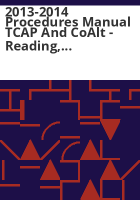 2013-2014_procedures_manual_TCAP_and_CoAlt_-_reading__writing___mathematics