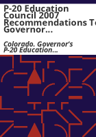 P-20_Education_Council_2007_recommendations_to_Governor_Ritter