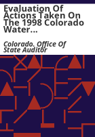 Evaluation_of_actions_taken_on_the_1998_Colorado_Water_Conservation_Board_construction_fund_loan_program_audit__as_of_December_1999
